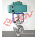 DIN water on/off ac110v electric flange class150lb ball valve v type